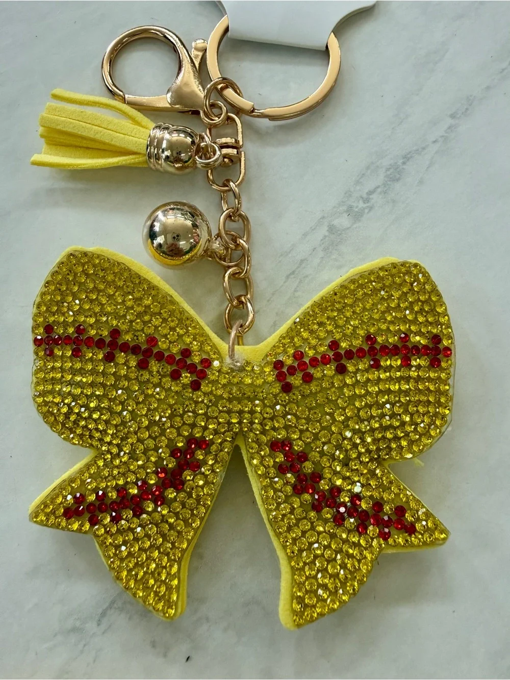 ✨ NWT Gameday Softball Bow Rhinestone Puffy Keychain Bag Charm ✨